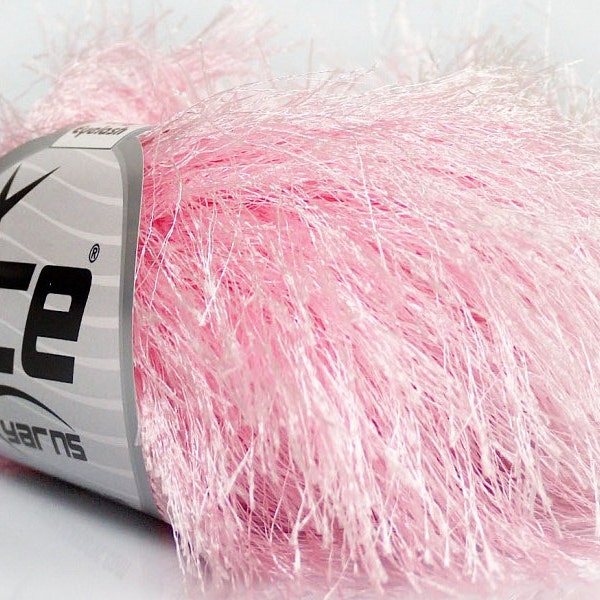 Baby Pink Long Eyelash Yarn - 38Yd Palest Shell Pink Extra Long Eyelash Yarn Ice Luxurious Fun Fur 42077 - New Color in Extra Long Eyelash!