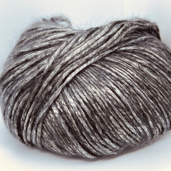 Gunmetal Grey Rockabilly 66192 Ice Yarns Fuzzy Soft Shiny - 50 grams, 136 yards, Tencel Nylon