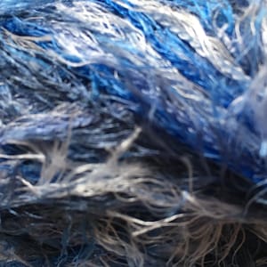 Dark Horse Yarn Lovely Lash #108 Whitewater - Blues White 50gr 92yds - Great for Ocean Palette Nautical Summer Fur Eyelash  Creations