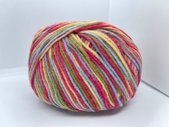 Circus Wool DK Color Ice Yarns 56213 Wool, Acrylic Blend Variegated Yarn 50  Gram, 191 Yards Red Blue Yellow Green Lilac 