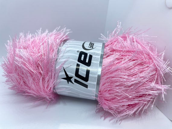 Large 100 Gram Skein Pink Long Eyelash Yarn Ice Fun Fur 22720 - Etsy