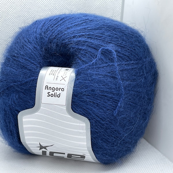 Dark Blue Angora Solid #77628 Ice Yarns Fine Weight Acrylic Angora Wool Blend Yarn - 3.53 ounces (100 grams) 601 yards (550 meters)