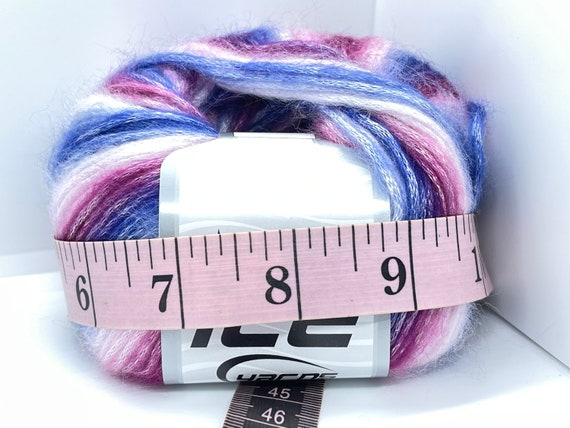 Blue Mint Grey Picasso Yarn - 50g Self-Striping Fuzzy Blend For Knitting & Crochet