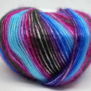 Blues Purple Wine Pink Onyx Picasso Ice Yarns 77739 Self-Striping Fuzzy with Subtle Sheen, Polyester, Acrylic 50gr 125yd