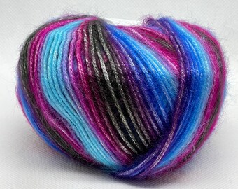 Blues Purple Wine Pink Onyx Picasso Ice Yarns 77739 Self-Striping Fuzzy with Subtle Sheen, Polyester, Acrylic 50gr 125yd