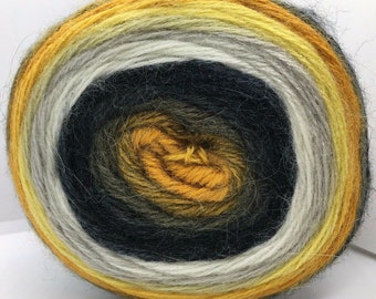 Kuchen Mohair-Wolle Acrylgarn #63274 Fine Sport (#2) Gewicht 15 Oz 885 Yds Fuzzy Self-Striping Schwarz Braun Orange Gelb Grau Weiß