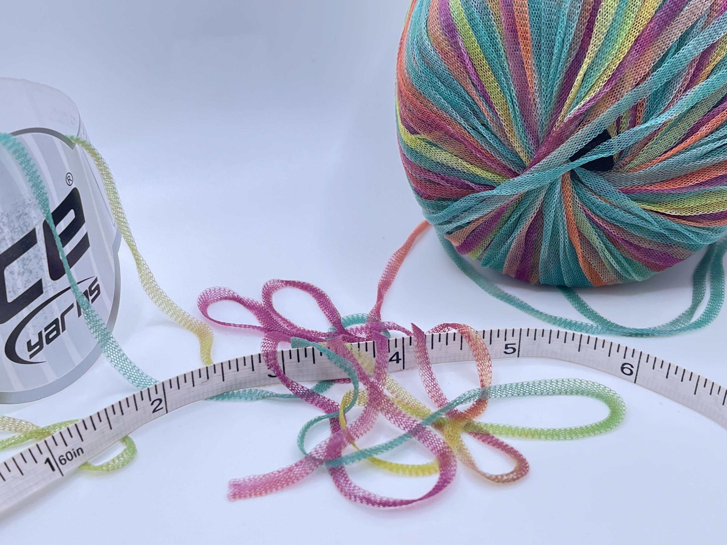 Teal Blue Black Grey Aria Fresca Sheer Net Ribbon Yarn...