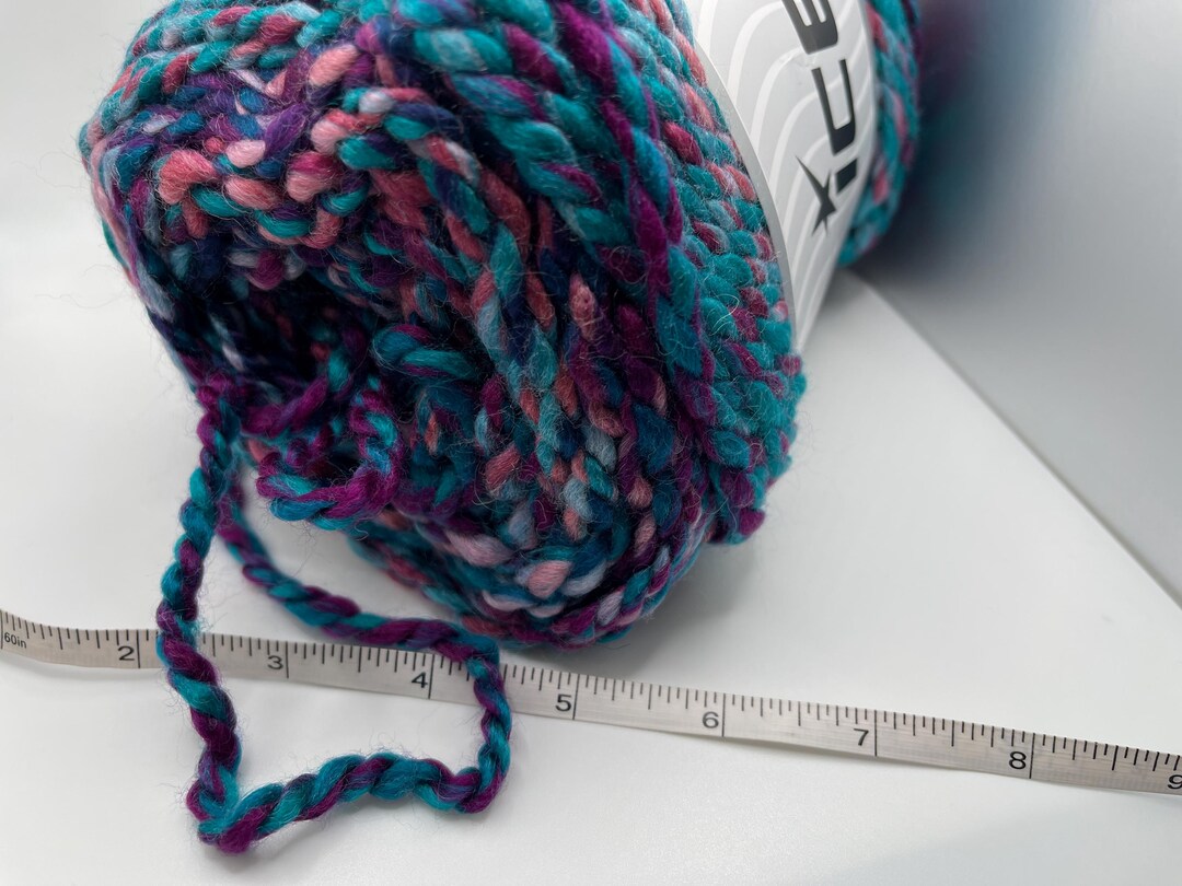 Chunky Colors Cake Wool Acrylic Blend Yarn Ice #58157 Teal Pink Purple ...