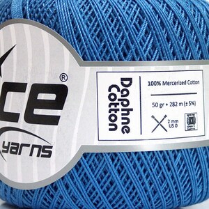 Blue Daphne Cotton Crochet Thread 51250 Ice Yarns 100% Mercerized Cotton Thread 50 grams (1.76 ounces) 282 meters (308 yards)