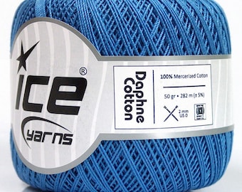 Blue Daphne Cotton Crochet Thread 51250 Ice Yarns 100% Mercerized Cotton Thread 50 grams (1.76 ounces) 282 meters (308 yards)