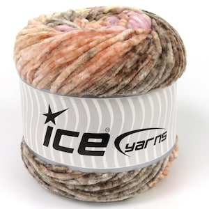 Filato Chenille Splash Brown Cream Orchid Clay Cake 83254 Ice Yarns Worsted 150 g (5,29 oz) 260 m (284 iarde) - Ottimo per coperte afghane morbide