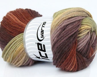 Magic Worsted Yarn - Grey, Beige, Brown, Cream Self-Striping Acrylic,  Worsted Weight 202 Yards (185 Meters) 3.53 Ounces (100 Grams)