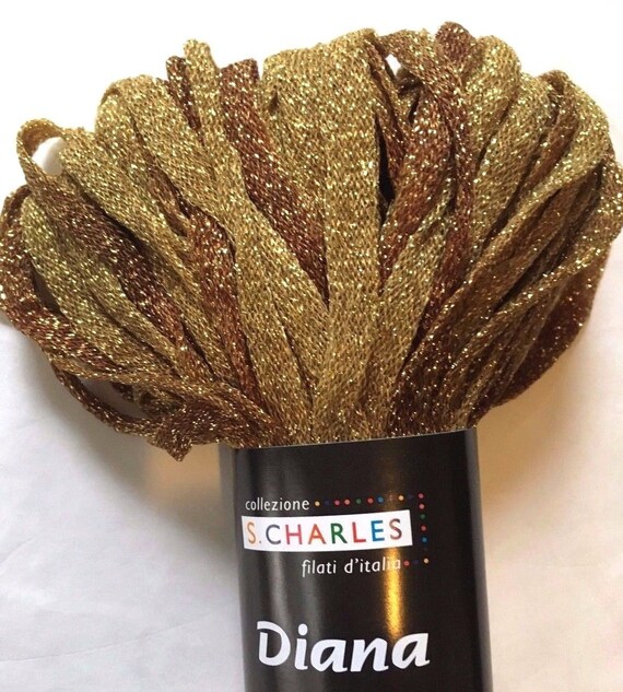 S Charles Diana Metallic Ribbon Yarn #5 Gold Rush 50gr 1//4/" x 63yds