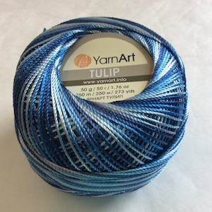Brokiga blå nyanser - YarnArt Tulip Storlek 10 Mikrofibertråd 17329 50 gr 273 yds Nålstickning, Korsstygn, Virkning