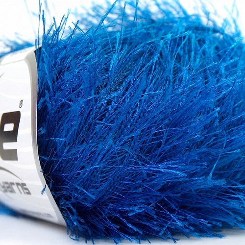 Royal Blue Eyelash Yarn Ice Blue Fun Fur 22780 50 Gram 80 Etsy