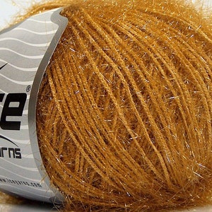 Sparkle Soft Dark Gold (Light Brown) 68306 Ice Yarn Metallic Lurex Nylon Eyelash Yarn 50 grams 153 yards