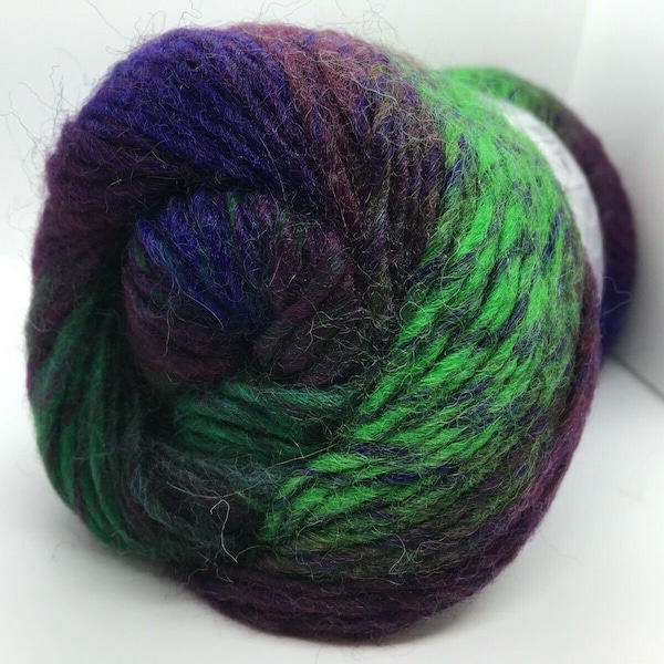 Purples Greens Wine Regina Lana Yarn - Ice 42764 Striping Worsted Wool Dralon Blend 100 grams / 3.53 ounces 180 meters / 196 yards