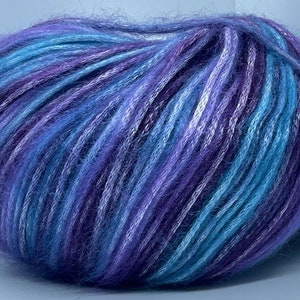 Blues Lilac Grape Purple Picasso Ice Yarns 64623 Self-Striping Fuzzy with Subtle Sheen, Polyester, Acrylic 50gr 125yd
