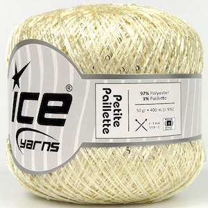 Petite Paillette Cream Silver Mini Sequin 78421 Ice Yarns 50gr 437yds Great Accent Metallic Sequin Carry Along