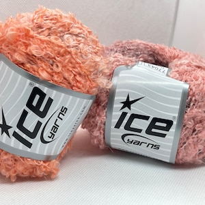 2-Pack Coral Mix Long-Striping Durban Boucle 77043 Ice Yarns Acrylic Poly Mohair Nylon Blend DK weight Powder, Coral, Salmon, Wine LOT of 2