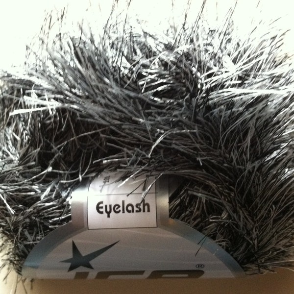 Black & White Eyelash Yarn Ice Fun Fur 22748 50gram