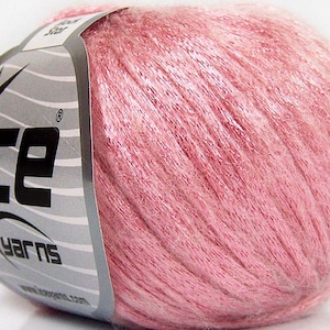 Rock Star #64462 Pink Metallic Sheen with Fuzzy Halo, Ice Soft Nylon, Merino Wool, Acrylic Blend Yarn, 50 Gram 125 Yards