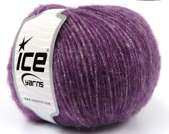 Purple Silver Charm 80539 Ice Yarns DK Weight Metallic Sparkle Mohair Wool Acrylic Nylon Blend Yarn with Sparkle 50gr (1.75oz) 200m (218yds)
