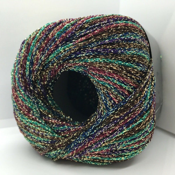 Hamanaka Actress Lamé Yarn #8 Tapestry Rich More Fine Weight Sparkly Metallic Poly Acrylic - 25 grams 114 Yards Made in Japan Teal Blue Gold