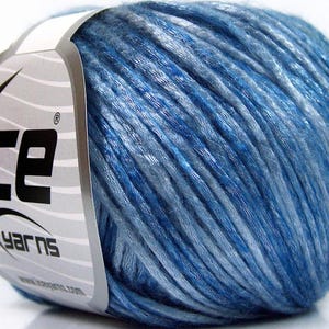 Rockabilly Color #66217 Ocean Blues Ice Yarn Fuzzy Soft Shiny - 50 grams, 136 yards, Tencel Nylon