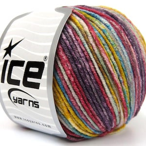 Lorena Splash Rött, Rödbrunt, Blått, Gult, Vitt Sport eller Ljus DK Garn 82141 Ice Yarns Bomull Akrylblandning - 50 gr (1,76 oz) 160 m (174 yards)