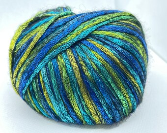 Rock Star Blue and Green Shades Metallic Sheen, Soft Nylon, Merino Wool, Acrylic Blend Yarn, 50 Gram 125 Yards, #75019 Ice Yarns