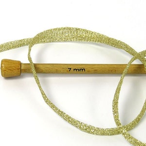 Hillary Ribbon Yarn Halley Light Gold Ribbon Yarn 80552 Ice Yarns Sparkly Metallic Lurex ...