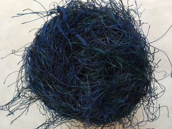 Crystal Palace Fizz Eyelash Yarn #9402 Ultramarine - Dark Blues, Greens 50 Gram 120 Yards - Machine Washable Gentle