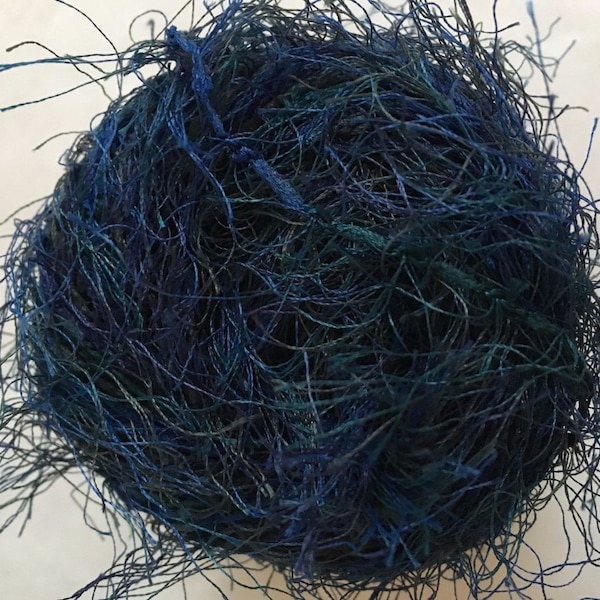 Crystal Palace Fizz Eyelash Yarn #9402 Ultramarine - Dark Blues, Greens 50 Gram 120 Yards - Machine Washable Gentle