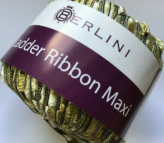 Berlini Ladder Ribbon Maxi Yarn #91 Champagne 50gr 98yds Cream Gold