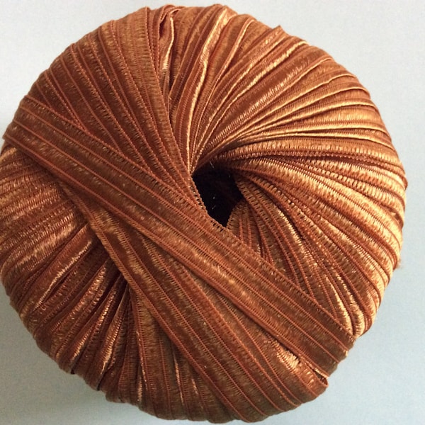 Filati FF Kristha #16 Copper Ribbon Yarn - 5/8 inch wide ribbon x 60 yards 50 Gram Ball