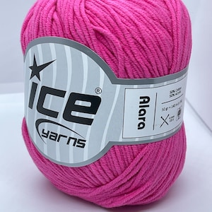 Pink Alara Yarn 51723 Ice Yarns DK Weight Cotton Blend Yarn 50 Grams (1.75 Ounces) 140 Meters (153 Yards)