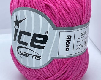 Hilo Alara rosa 51723 Ice Yarns, mezcla de algodón, grosor DK, 50 gramos (1,75 onzas), 140 metros (153 yardas)