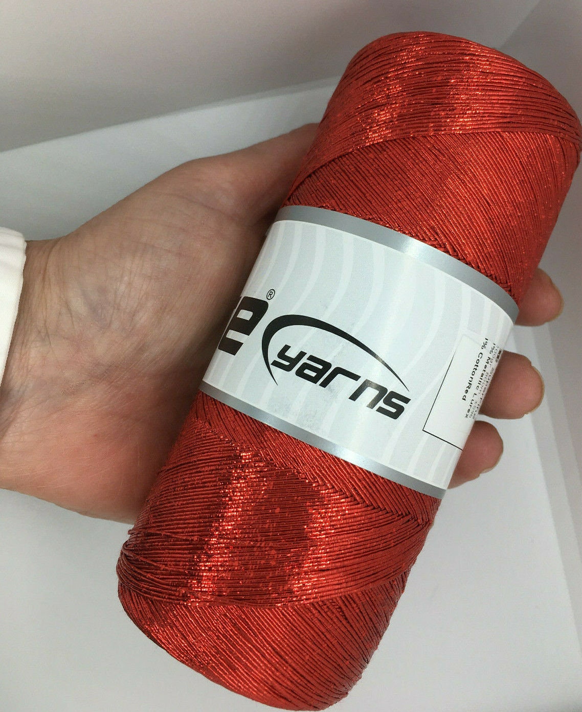 Red Yarn with Silver Metallic Thread - 3oz