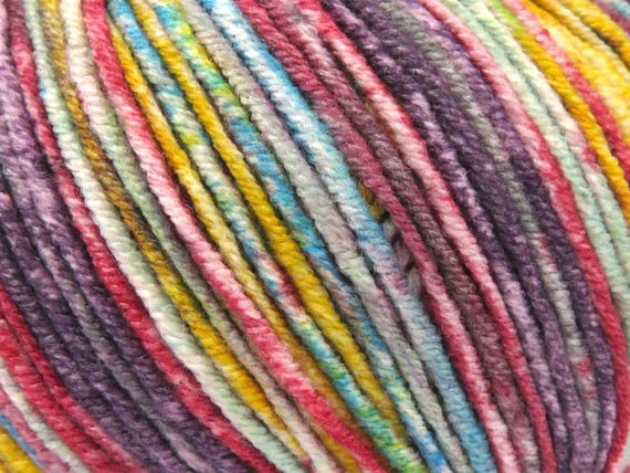 Lorena Splash Red, Maroon, Blue, Yellow, White Sport or Light DK