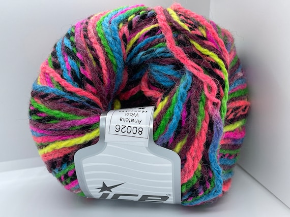 Pink, Green, Blue, Black Anatolia Wool Acrylic Blend DK Weight