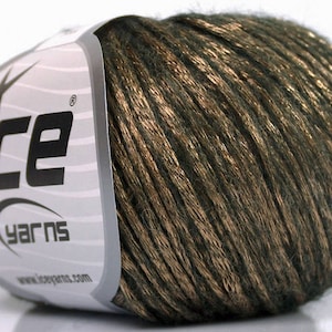 Rock Star Bronze Metallic Sheen on Dark Brown, Soft Nylon, Merino Wool, Acrylic Blend Yarn, 50 Gram 125 Yards, #52021 Ice