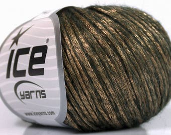 Rock Star Bronze Metallic Sheen on Dark Brown, Soft Nylon, Merino Wool, Acrylic Blend Yarn, 50 Gram 125 Yards, #52021 Ice