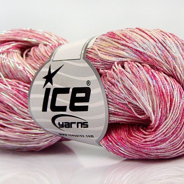 Pink Shades Spray Paint Metallic Cotton Yarn 66843 Fine, Sport Weight High Shine 100 grams 306 yards Perfect for Fiber Necklaces & Evening