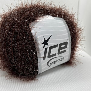 Sparkle Soft Dark Brown 68304 Ice Yarn Metallic Lurex Nylon Eyelash Yarn 50 grams 153 yards