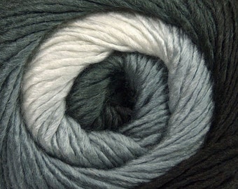 Primadonna Black White Grey Ice #45312 Fine Baby Weight Self-Striping Wool Acrylic Blend Yarn 100 gram 328 yards