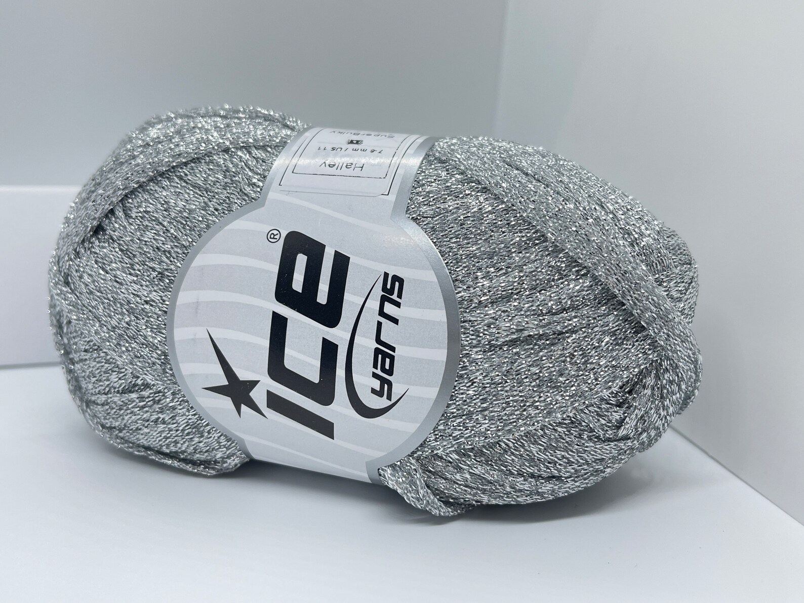 Halley Silver 80549 Ice Yarns Metallic Lurex Glitter Tape Ribbon Yarn ...