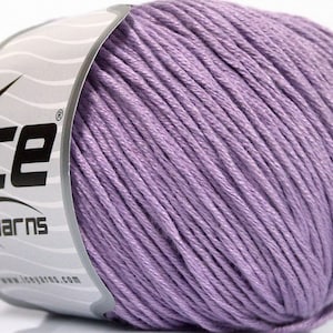 Light Lilac Cotton Bamboo Light Yarn Ice #50555 DK Weight (Light Worsted, #3)  100 grams (3.53 ounces) 153 yards