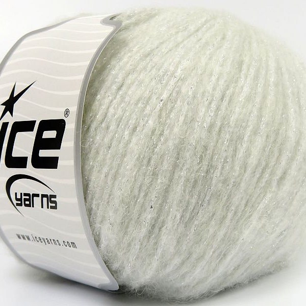 White Charm 80424 Ice Yarns DK Weight Metallic Sparkle, mélange de laine de mohair et de nylon acrylique avec Silver Sparkle 50gr (1,75oz) 200m (218yds)