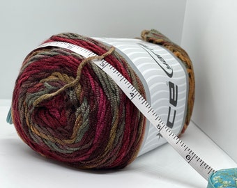 Hilo Batik Ice Yarns acrílico antibolitas, autorayado, color burdeos, marrón, ocre, vino, tostado + Baby Dream, 81214, 100 g (3,53 oz), 250 m (273 yardas)